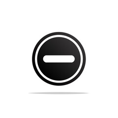 Poster - Black Minimalist Subtract Symbol Icon on Dark Backdrop Signifying Reduction or Negative Action