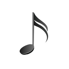 Poster - Isolated Eighth Music Note against Black Background Symbolizing Melody and Harmony