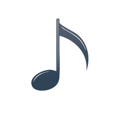 Poster - Isolated musical eighth note icon on black background representing melody rhythm and harmony