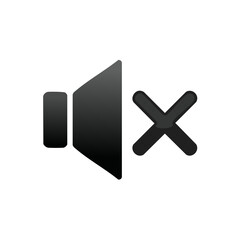 Poster - Muted Volume Icon Showing Speaker with Cross on a Dark Background for Media Concept
