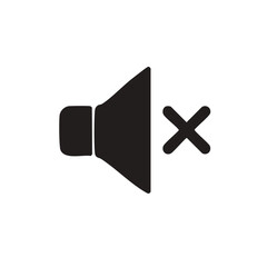Poster - Mute Sound Audio Icon Isolated on Black Minimalist Design for Silent Mode Concept