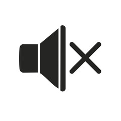 Poster - Mute Icon Graphic on Black Background No Sound Symbol for Presentations and Applications