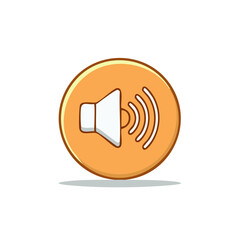 Poster - Volume Symbol in Orange Circle with Sound Waves Illustration on Black Background