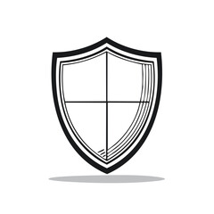 Poster - Shield Icon Design with Outline and Fill on a Black Background for Security Concepts