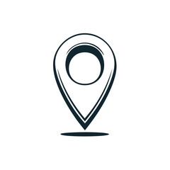 Poster - Dark Blue Navigation Pin Marker Icon on Black Backdrop