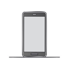 Poster - Hand-Drawn Mobile Phone Illustration with Blank Screen on Black Background Simple Phone Design Technology and Modern Communication