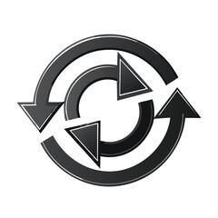 Poster - Circular arrows illustrating processes, looping systems, recycling on black background.