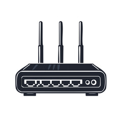 Poster - Doodle Style Network Router with Three Antennas for Home or Office Wireless Internet