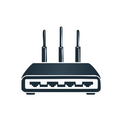Aufkleber - Simple Flat Illustration of a Wireless Router with Three Antennas on a Black Background