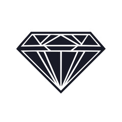 Poster - Isolated Diamond Facet Illustration on Black Background, Shape Cut Symbol Minimalist Icon