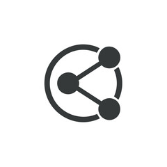 Poster - Share Connection Icon Network Symbol Social Media Technology in Dark Gray Scale Background
