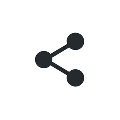 Poster - Dark minimalistic share icon against solid black background symbolizing network and connection for digital media social media and content dissemination