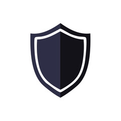 Poster - Simple Shield Icon Design on Black Backdrop Defense and Protection Symbol Safety and Security Graphic