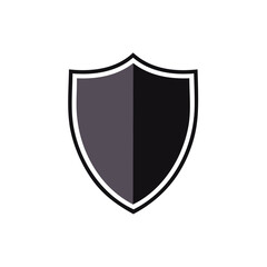 Poster - Shield Symbol Graphic with Split Dark and Light Side for Security Defense Protection in Black Background