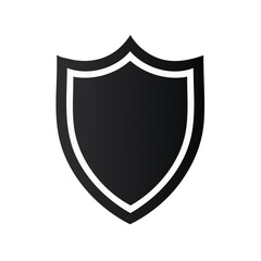 Aufkleber - Black Shield Symbol with White Border isolated on Black Background. Emblem Concept for Security and Defense