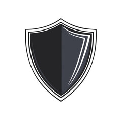 Poster - Vector shield emblem on black backdrop providing security defense and protection concept illustration