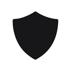 Poster - Simple black shield icon protecting security and defending business against threats and damage in a minimalist design, badge emblem