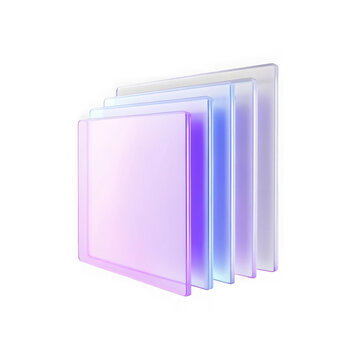 Abstract gradient layers of frosted glass panels isolated on transparent background