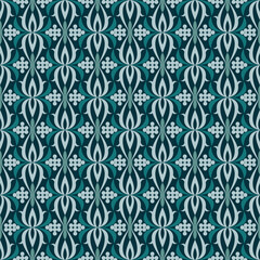 Poster - Elegant Seamless Damask Style Pattern with Floral and Geometric Elements Background