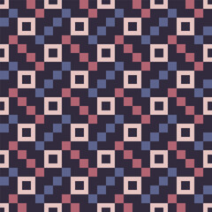 Poster - Geometric Square Tile Repeat Textile Soft Color Palette Seamless Pattern