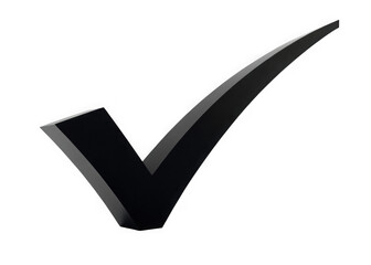 Fototapete - Glossy black check mark symbol isolated on a transparent background for approval and success isolated on transparent background