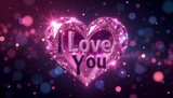 "I love you" shining text written on dark background decorated with diamonds, love concept