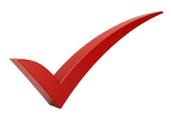 Fototapete - A bold red 3d check mark symbol isolated on transparent background