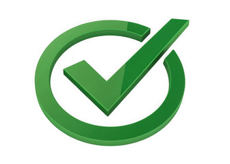 Fototapete - Green 3d check mark inside a circle isolated on transparent background