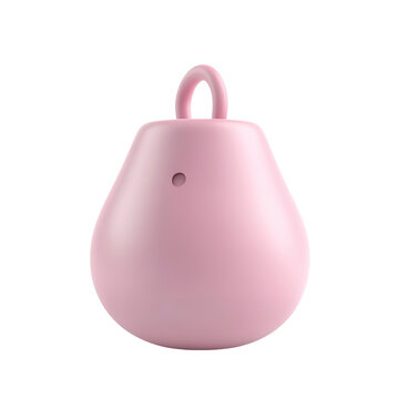 A light pink, pear-shaped object with a small handle isolated on transparent background.