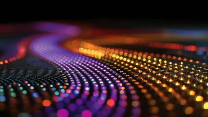 Poster - Blurred array of colorful lights with bokeh effect on a dark background view