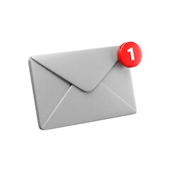 Fototapete - A 3D rendering presents a pristine white envelope, signaling a new email with a notification badge, transparent background