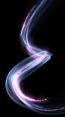 Fototapete - Abstract light painting with swirling neon trails in blue and pink against a black background art concept