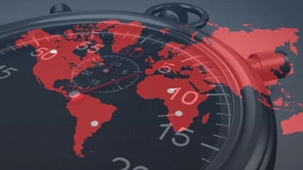 Poster - When markers appearing on red map overlay, line extending as second hand rotating showing time link