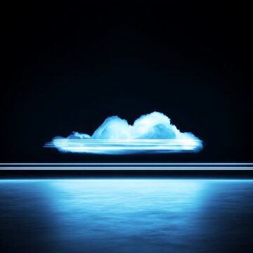 Light blue cloud over a reflective surface.