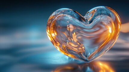 Poster - Abstract heart shape, transparent glass, vibrant colors, smooth surface, digital art, concept image, visual appeal