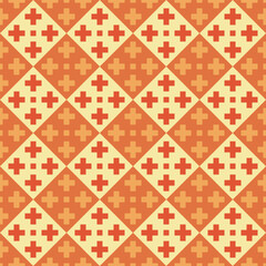 Poster - Geometric Seamless Plus Pattern with Rhombus Shape in Yellow and Orange
