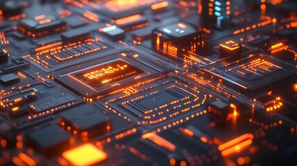 Poster - Futuristic Circuit Board Detail Closeup