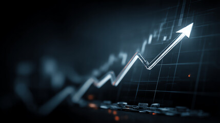 Poster - A digital illustration of a rising financial graph with an arrow indicating growth and investment success.