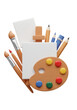 © Edgardo - 3D Art Studio Still Life with Palette Brushes Pencils on Transparent