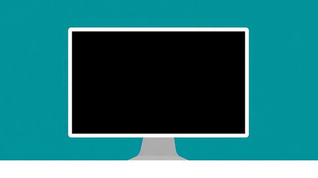 Empty computer monitor on teal background.