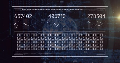 Poster - On activation HUD frame materializing while globe appearing and displays updating to show live data
