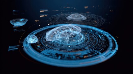 Aufkleber - Abstract digital graphic design with glowing circular patterns.