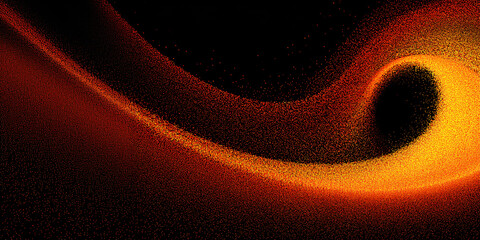 Canvas Print - abstract wavy background with orange gradient. black. bright colors. particles. dots. banner. modern