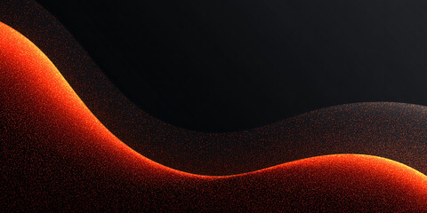 Fototapete - Abstract wavy background with orange gradient. black. bright colors. particles. dots. banner. modern. textural illustration. dark style.