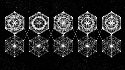 Aufkleber - Abstract geometric design of interconnected hexagons.
