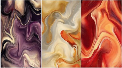 Poster - Abstract marbled design in three color variations.