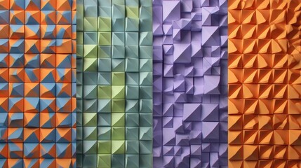 Poster - Geometric pattern of sculpted paper pyramids.