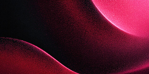 Fototapete - Abstract wavy background with pink red gradient. black. bright colors. particles. dots. banner. modern. textural illustration. dark style.