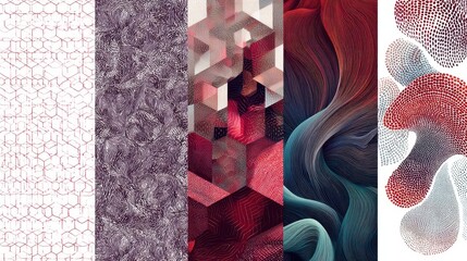 Aufkleber - Abstract geometric and organic patterns in various color palettes.