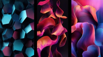 Aufkleber - Abstract design with vibrant geometric shapes and flowing forms.